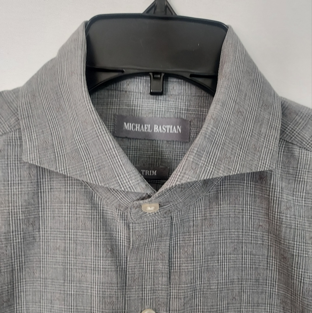 Michael Bastian Gray Plaid Button Down Shirt. Size L